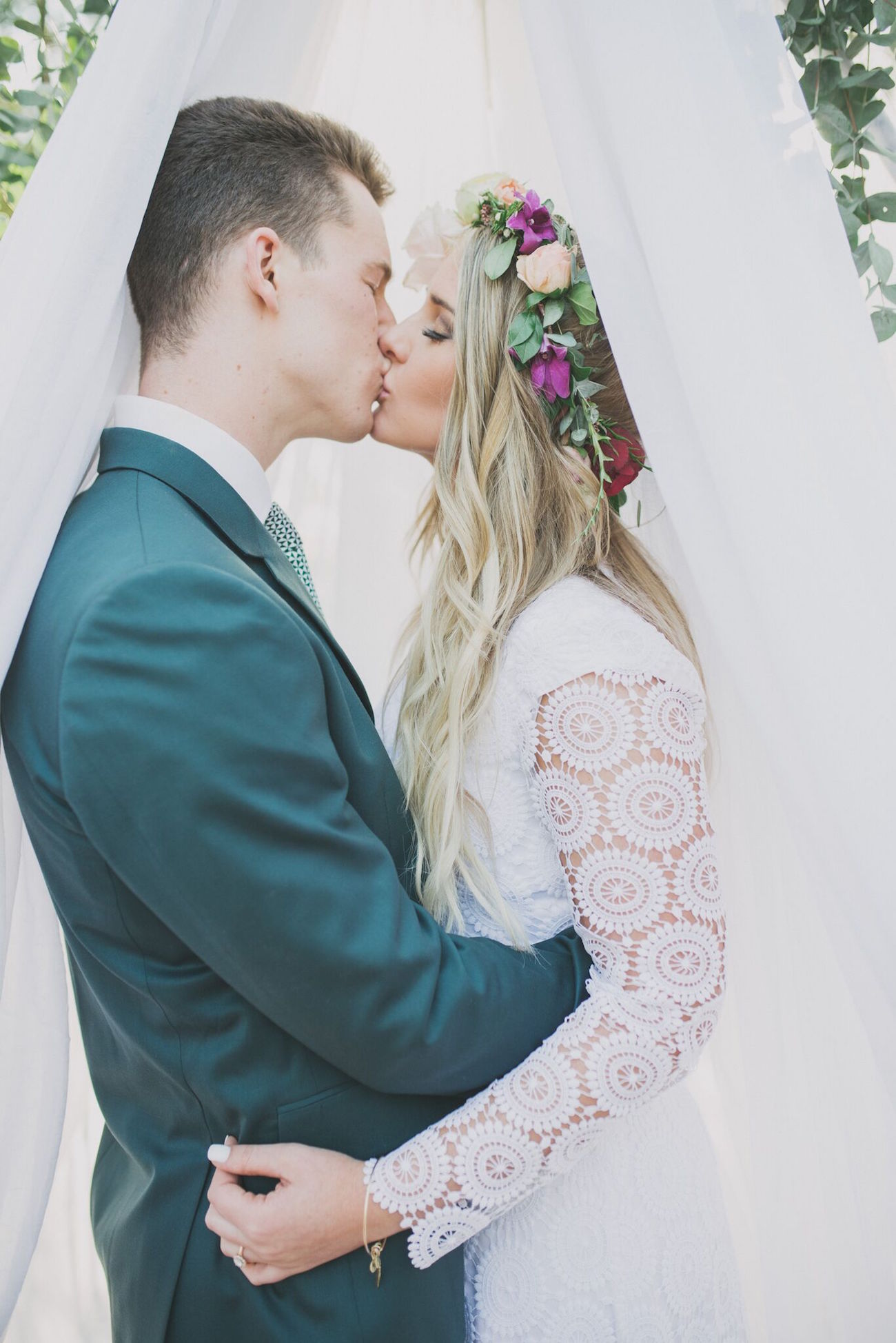 Lace Sleeve Boho Wedding Dress | Credit: Vicky Bergallo