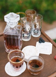 Custom Coasters Wedding Whisky Bar | Image: Katie Parra