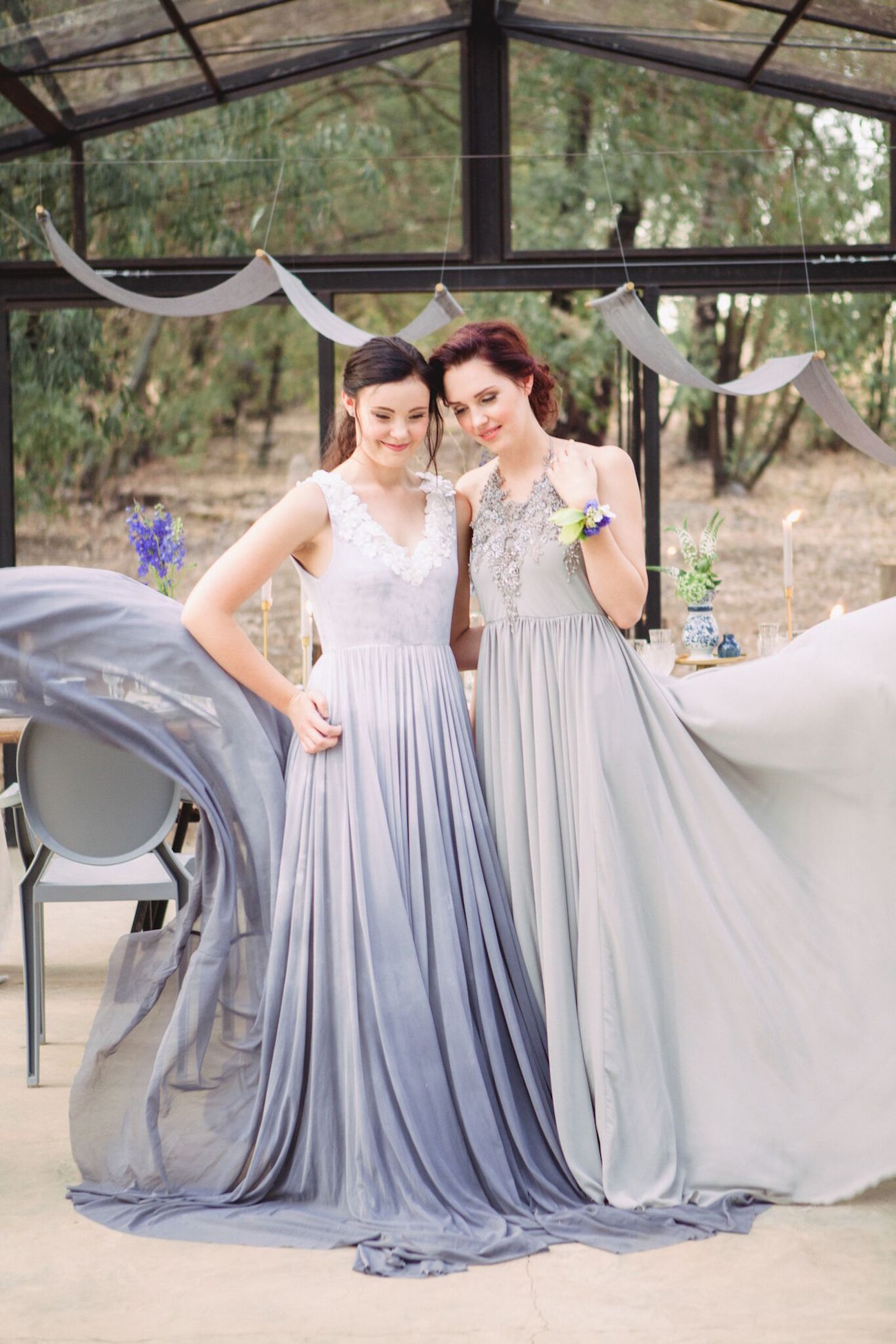 Silver Swallow Blue and Grey Wedding Dresses | Credit: Dust & Dreams Photography