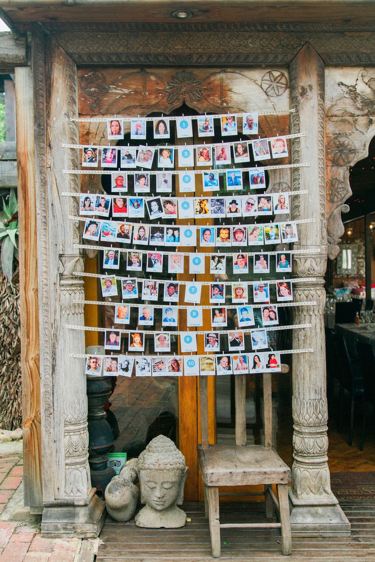 Polaroid Escort Card Display | Image: Maxeen Kim