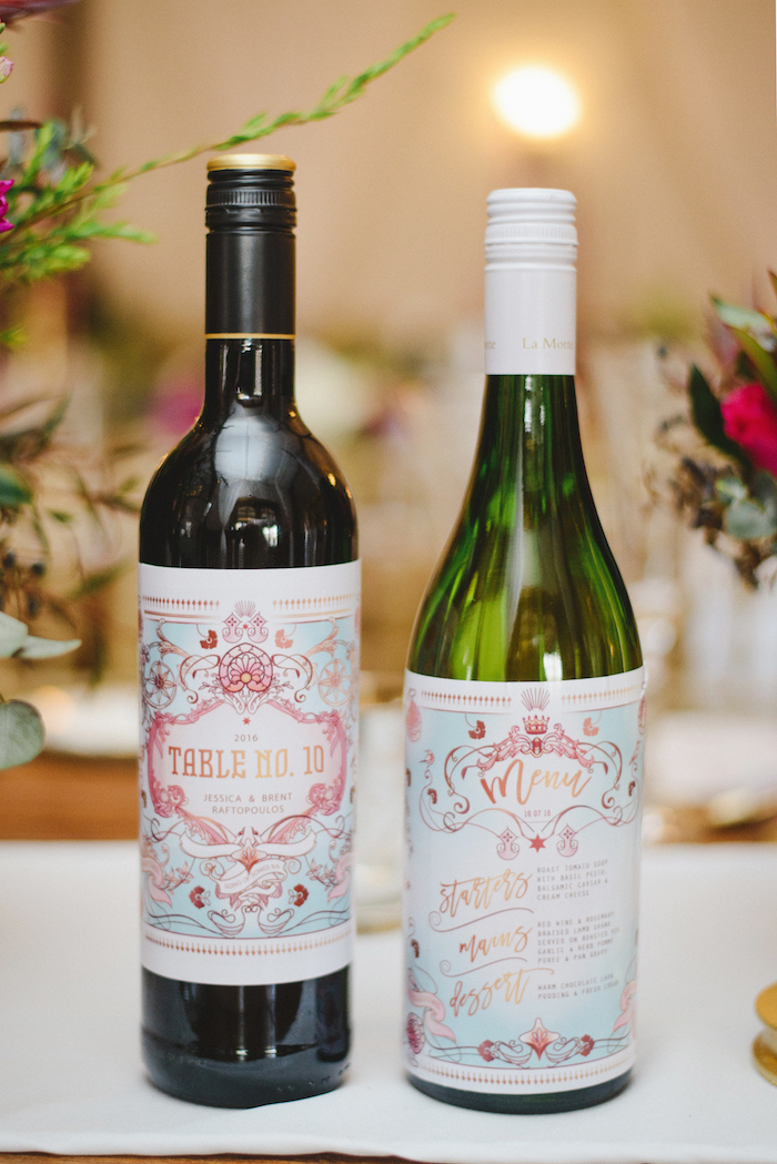 Custom Wedding Wine Labels | Credit: Roxanne Davison