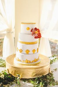 Gold Baroque Wedding Cake | Credit: Roxanne Davison