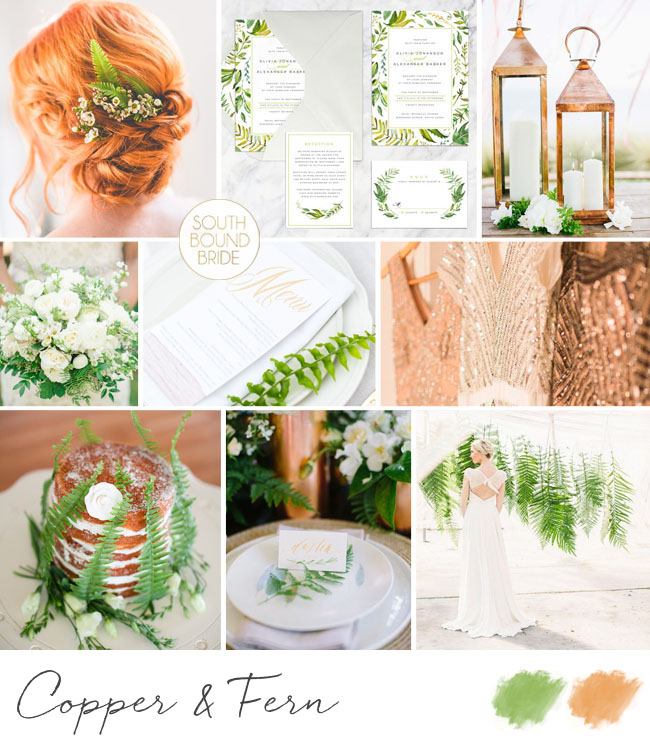 Pantone Greenery Inspiration Board: Copper & Fern | SouthBound Bride