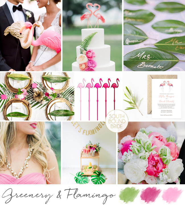 Pantone Greenery Inspiration Board: Greenery & Flamingo | SouthBound Bride