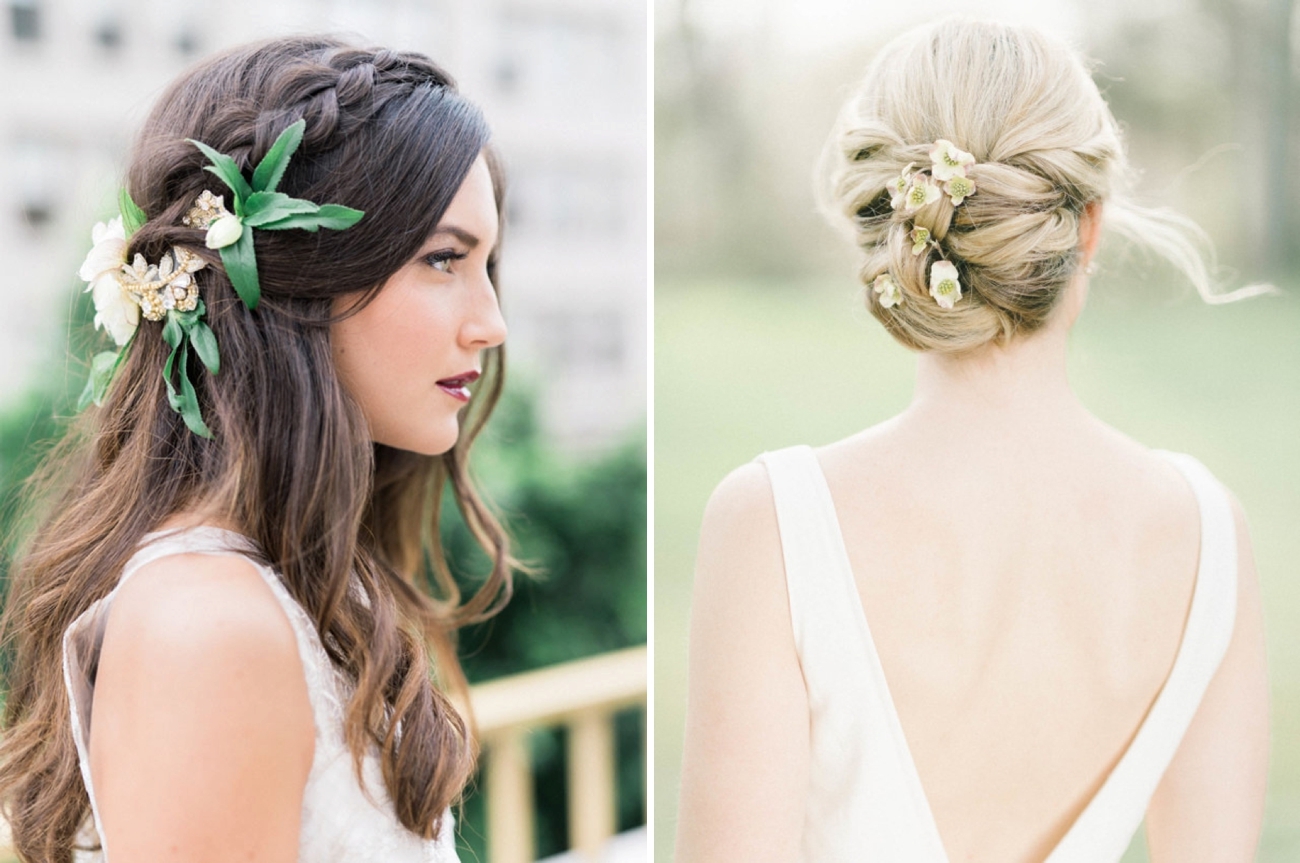 Hair flowers vs metal flower hairpiece? Did real flowers wilt??