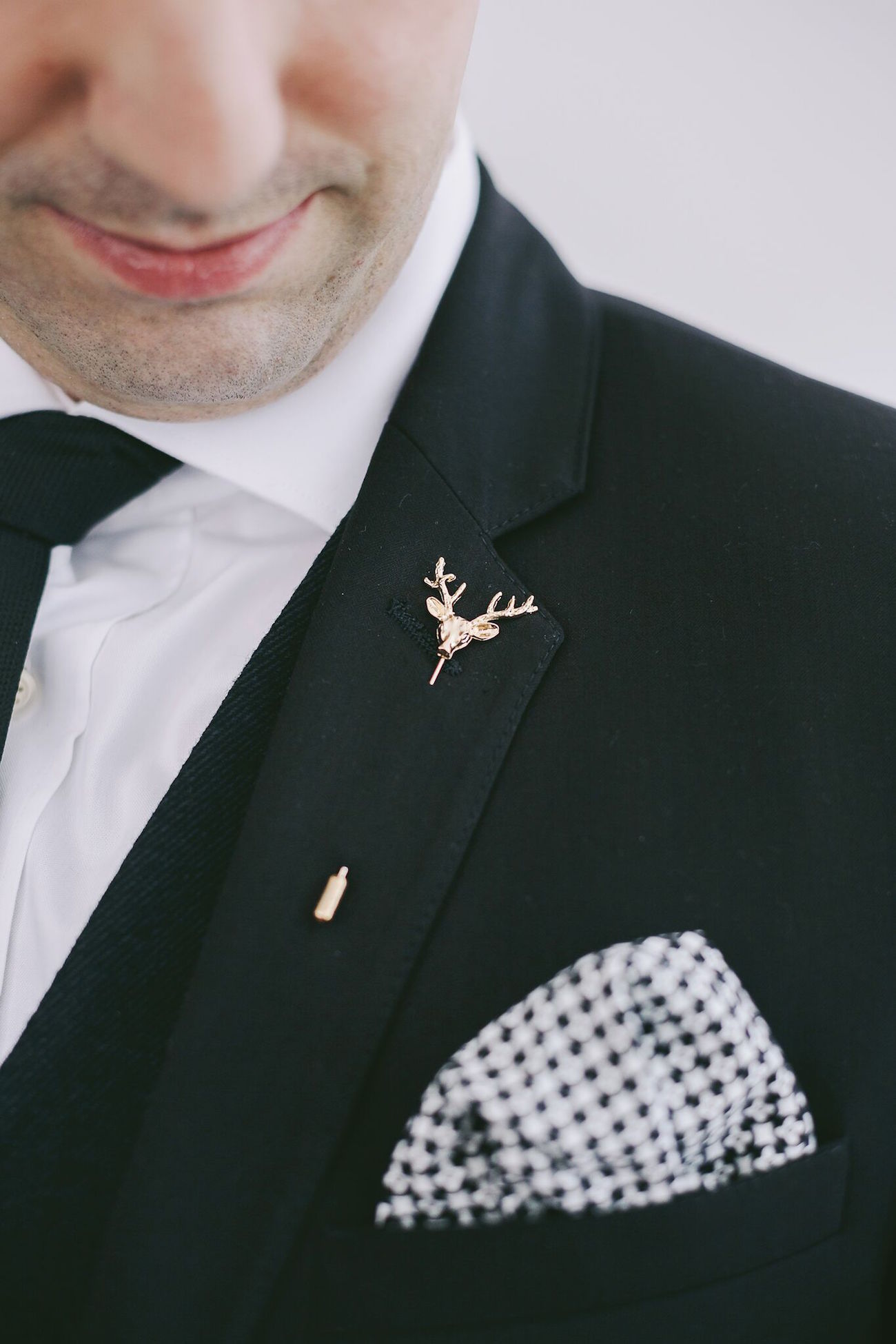 Lapel Pin Boutonniere Alternative | Credit: Jani B & Bright and Beautiful