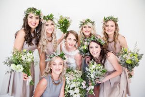 Bridesmaids in Pastel with Greenery Bouquets | Image: JCclick