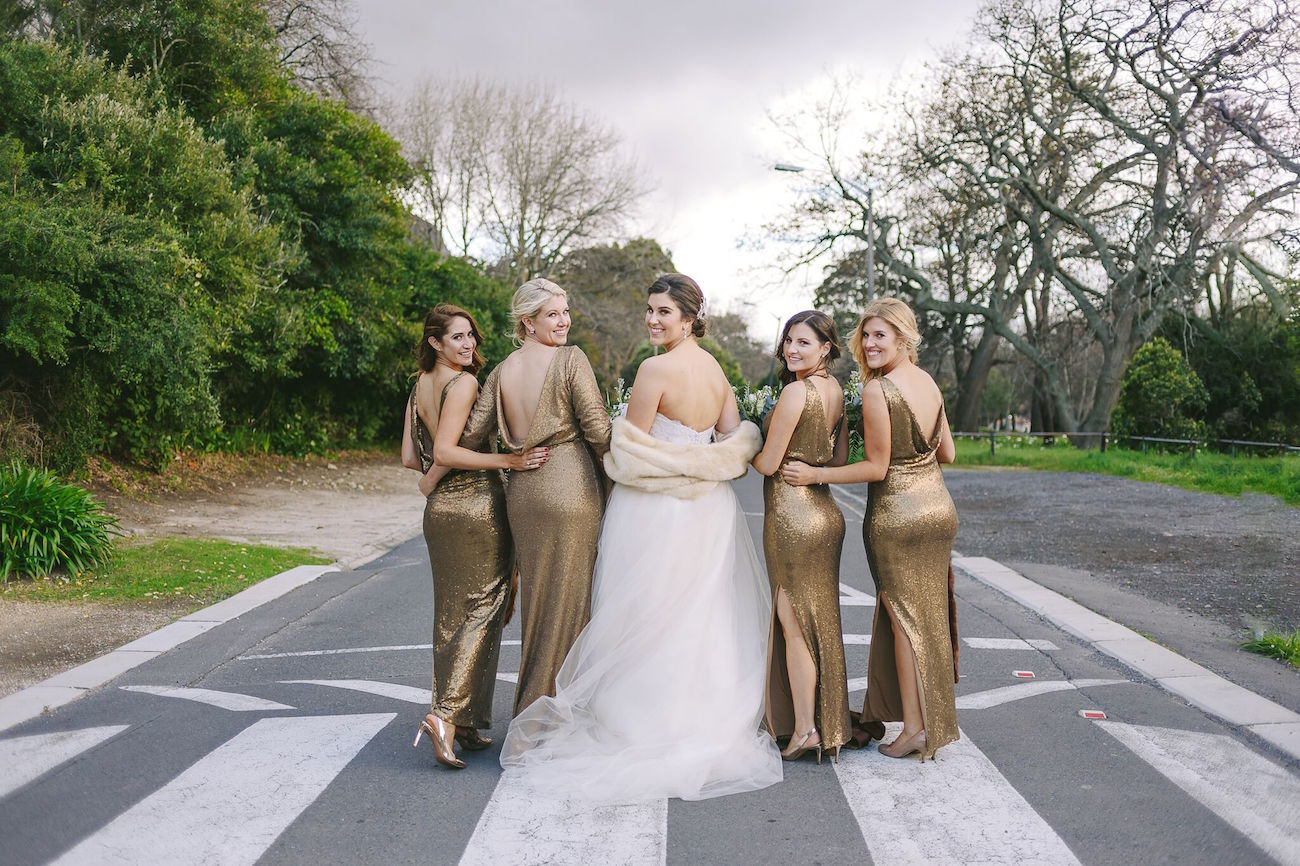 Gold Bridesmaid Dresses | Credit: Jani B & Bright and Beautiful