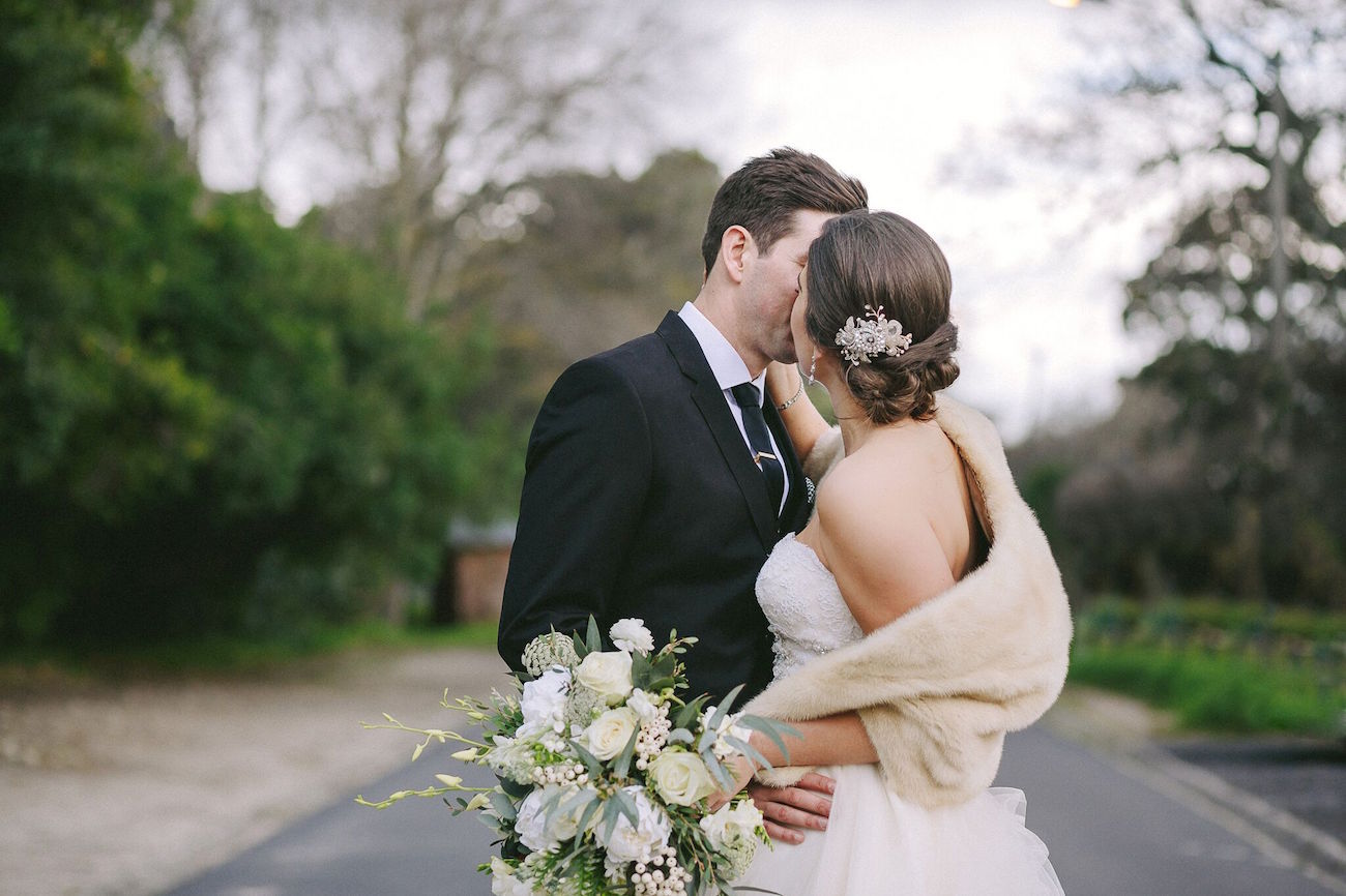 Bride with Kathleen Barry Hairpiece | Credit: Jani B & Bright and Beautiful