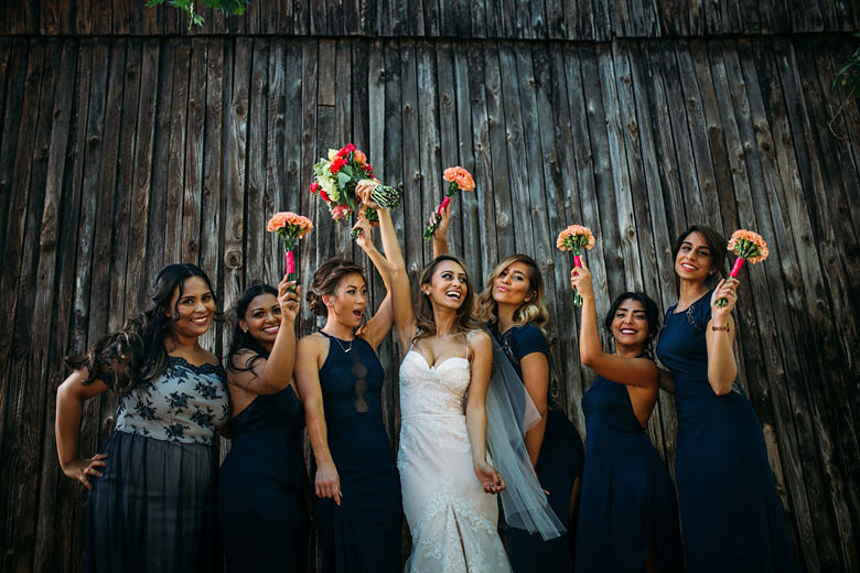 Bridesmaids in Mismatched Navy Dresses | Image: Moira West