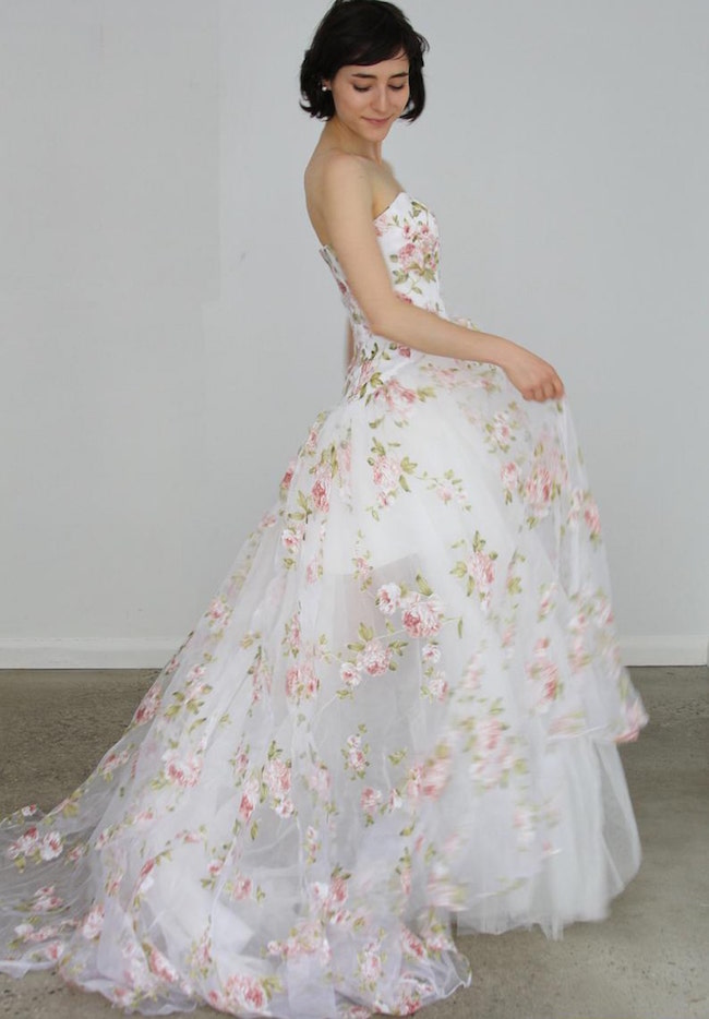 Floral wedding dress from Etsy