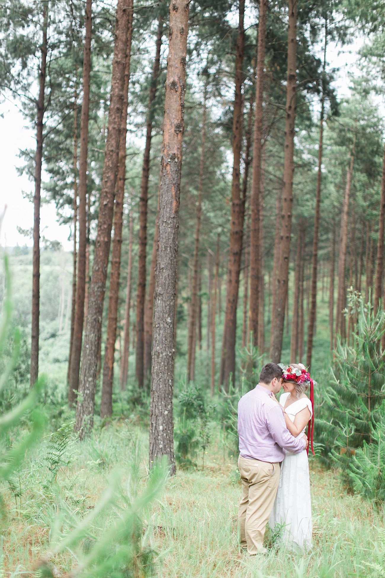 Bride and Groom in Forest | Image: Alicia Landman