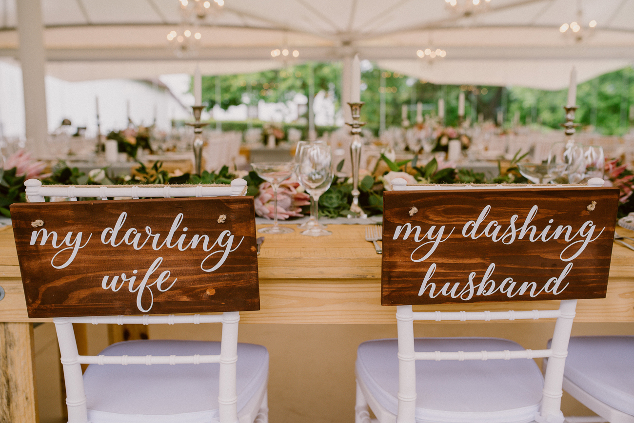 Romantic Wedding Chair Signs | Image: Lad & Lass Photography