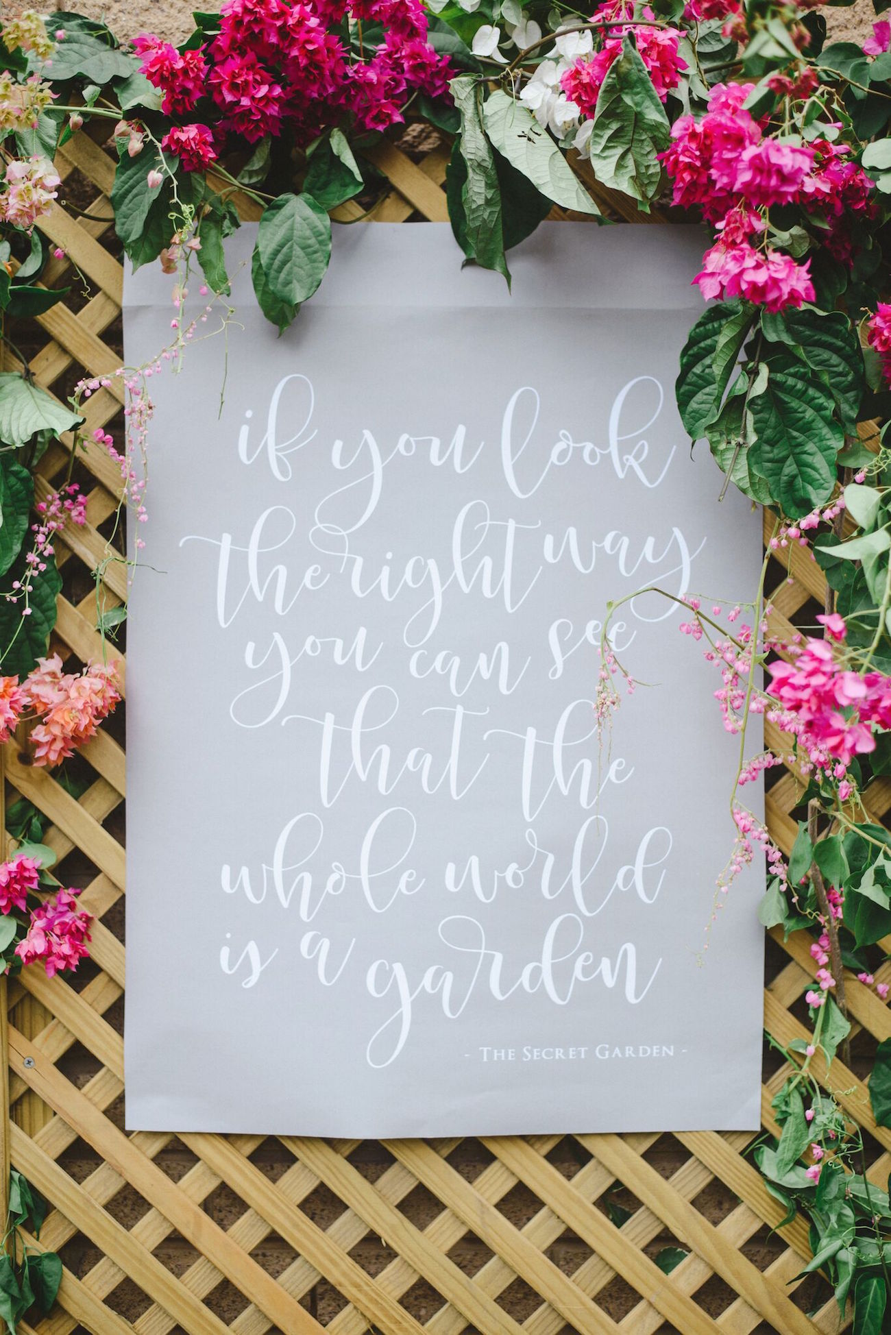 Secret Garden Calligraphy Quote | Credit: Oh Happy Day & Roxanne Davison