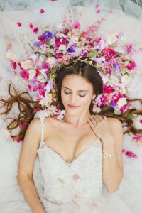 Bride with Flowers | Credit: Oh Happy Day & Roxanne Davison