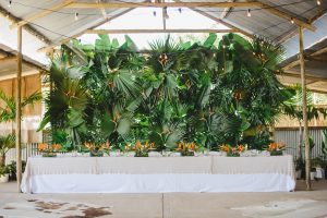 Tropical Greenery Wall Installation | Credit: Oh Happy Day & Dane Peterson