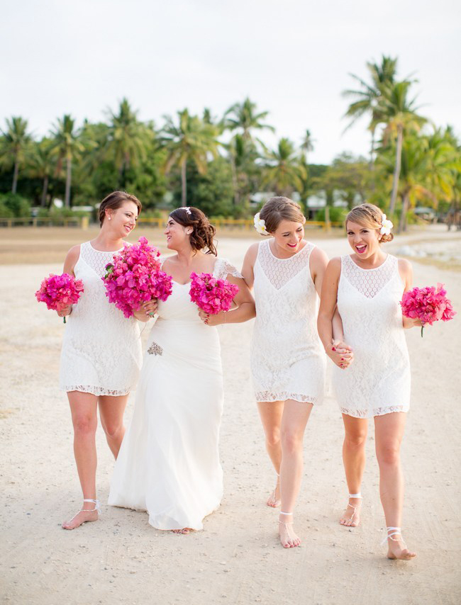 Little White Bridesmaid Dresses for Beach Wedding