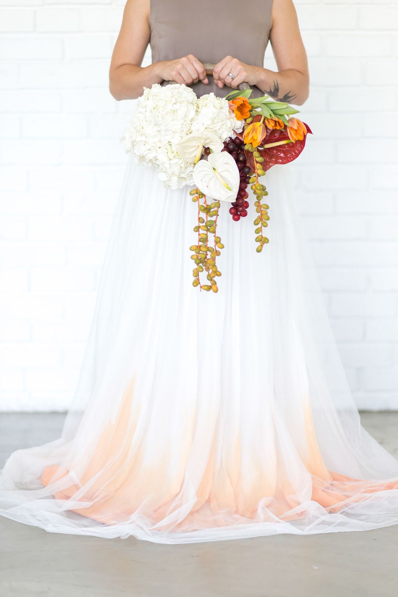 orange ombre wedding dress