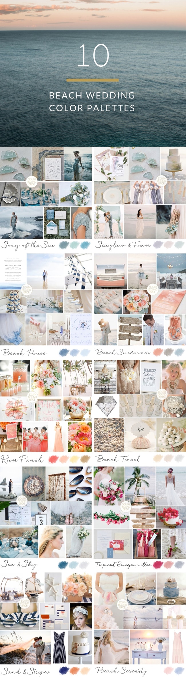 10 Beach Wedding Color Palettes Southbound Bride