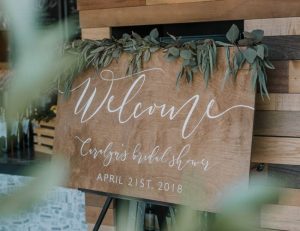 rustic bridal shower welcome sign