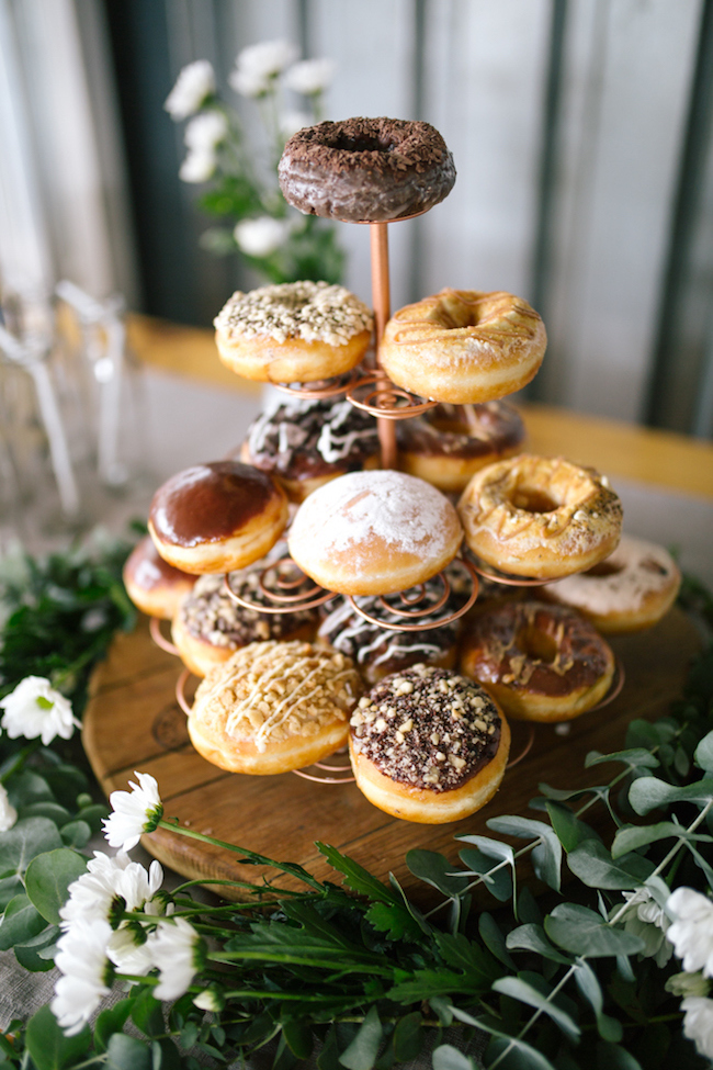 Donut Tower for Bridal Shower | Credit: Anike Benade