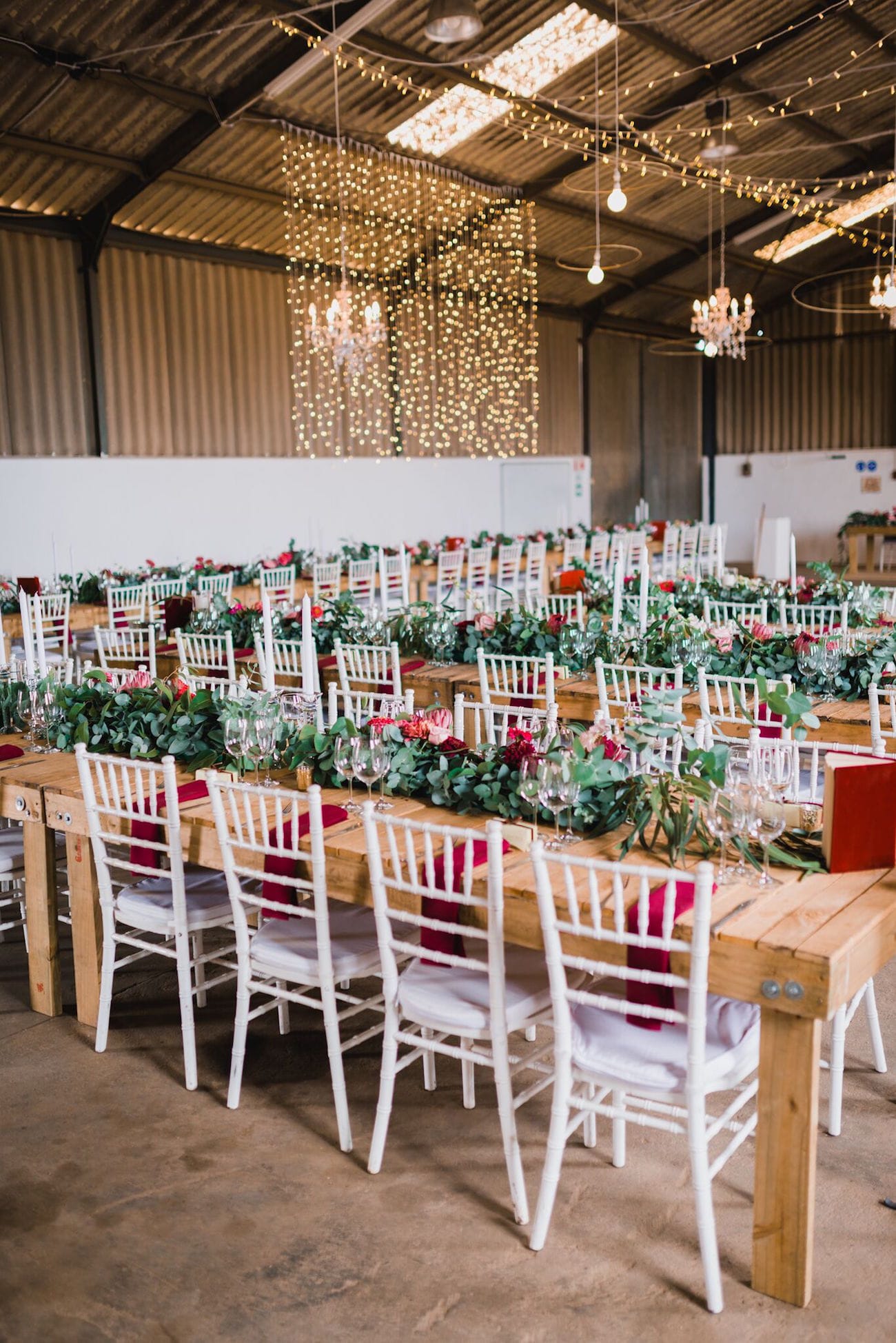 Glitzy Rustic Farm Wedding Decor | Credit: Matthew Carr