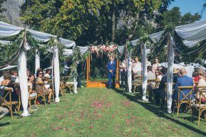 Wedding Aisle wit Ribbons & Trellises | Credit: Shanna Jones