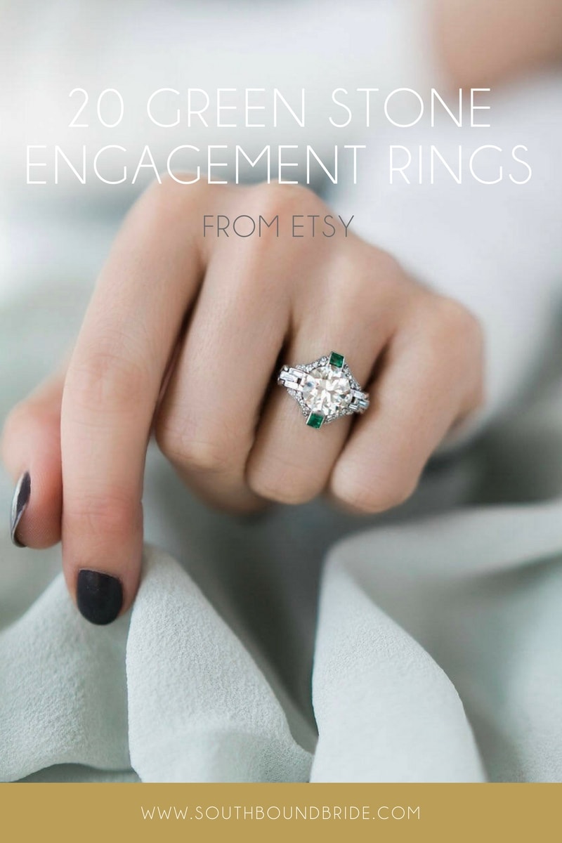 20 Green Engagement Rings from Etsy | SouthBound Bride