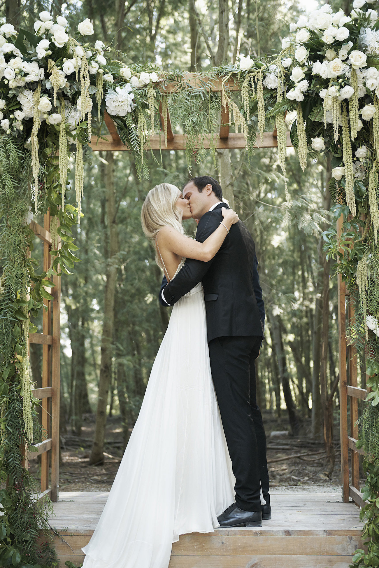 Forest Wedding Ceremony Floral Arch | Image: Knit Together Photography