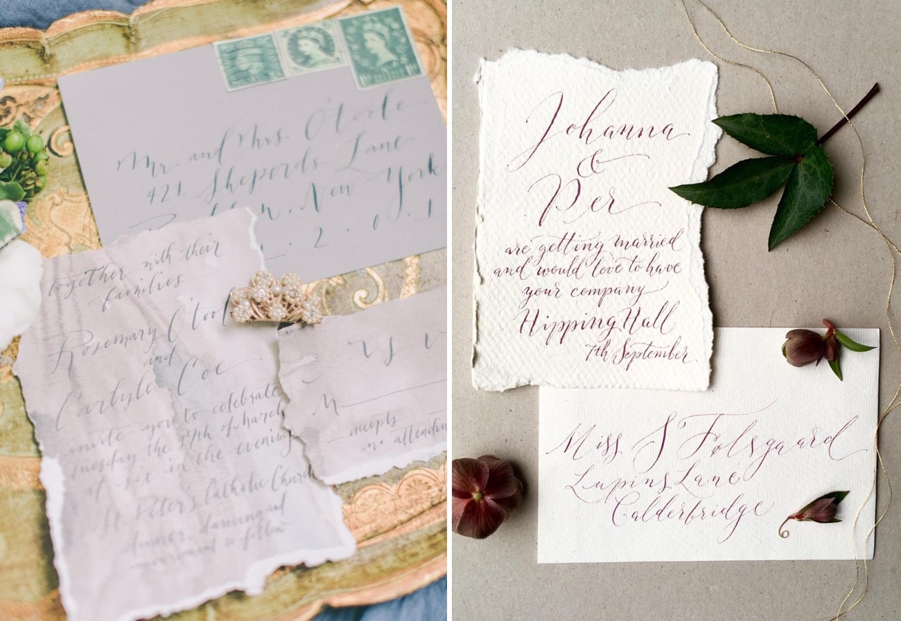 fine art wedding hand lettered calligraphy invitations