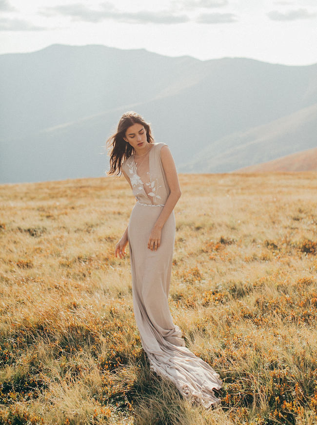 Minimalist Wedding Dress in Champagne