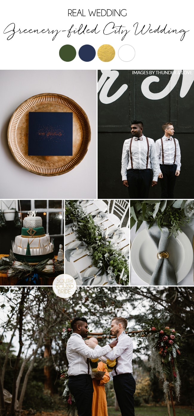 Greenery-filled Same Sex City Wedding by Thunder and Love Photography | SouthBound Bride