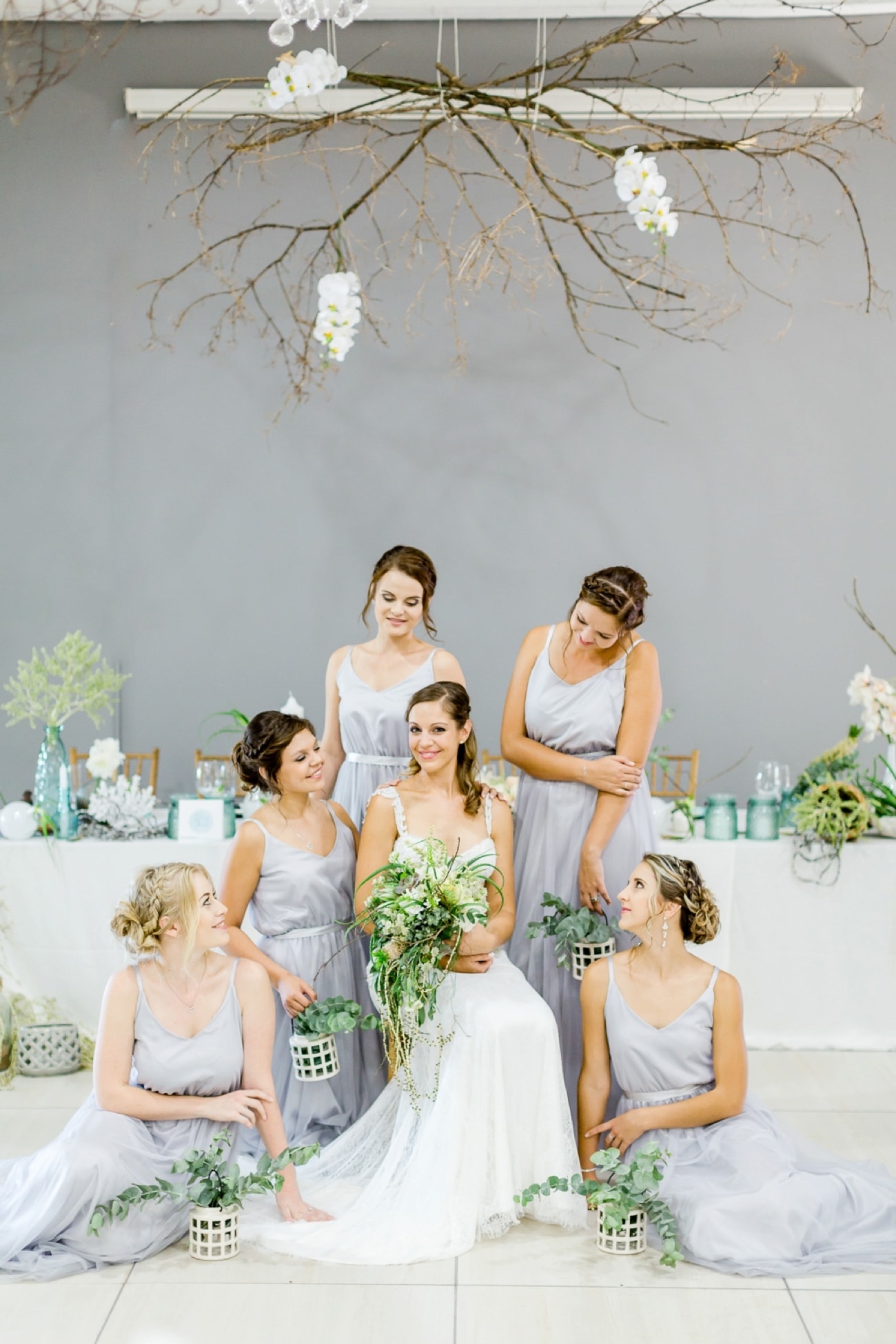 Bridesmaids in Grey Dresses | Credit: Grace Studios / Absolute Perfection