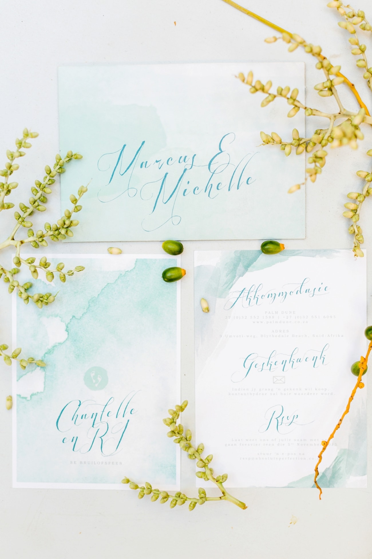 Mint Watercolor Beach Wedding Invitation | Credit: Grace Studios / Absolute Perfection