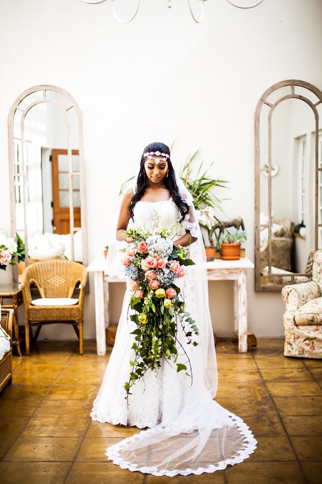 Cascade Pastel Wedding Bouquet | Credit: African Bear Photography