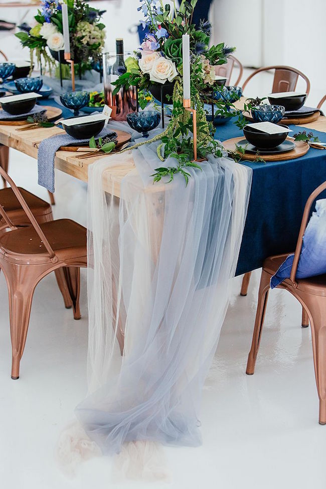 Blue and Copper Wedding Table Decor | Credit: Werner J Photography