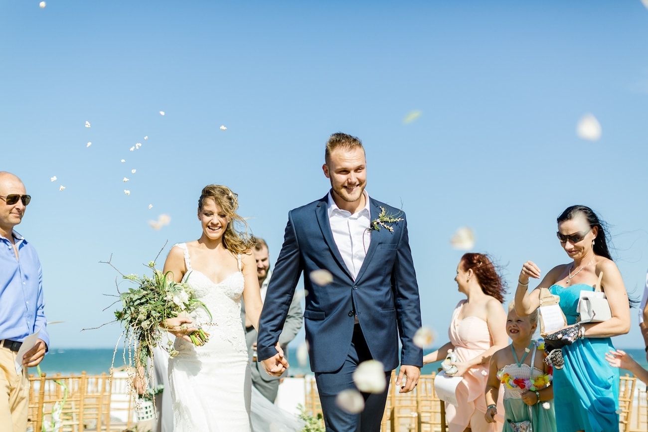 Dreamy Beach Wedding Confetti Toss | Credit: Grace Studios / Absolute Perfection