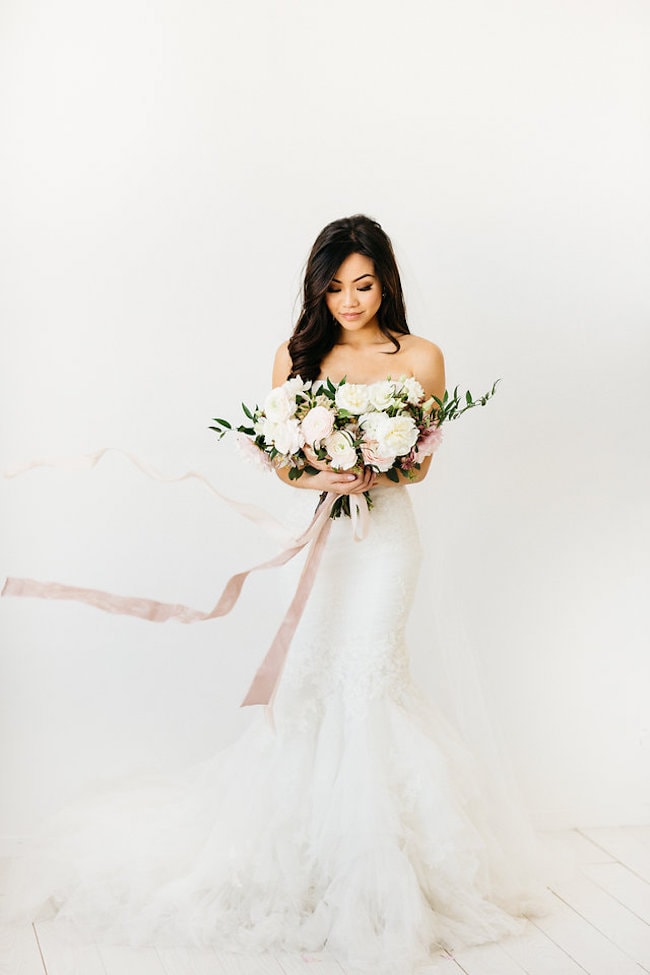 White Lace Mermaid Wedding Dress | Credit: Peaches With Honey