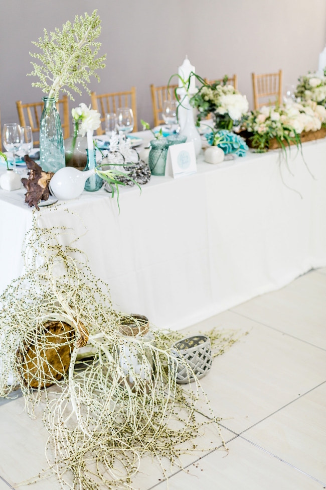 Dreamy Beach Wedding Decor with Grasses and Baskets | Credit: Grace Studios / Absolute Perfection