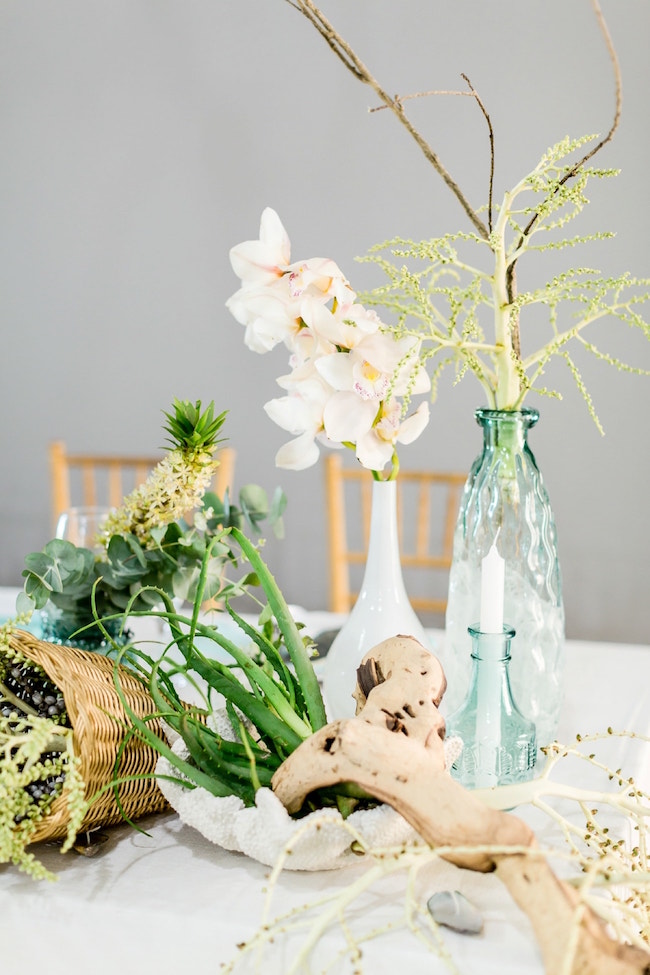 Fine Art Beach Wedding Centerpiece | Credit: Grace Studios / Absolute Perfection