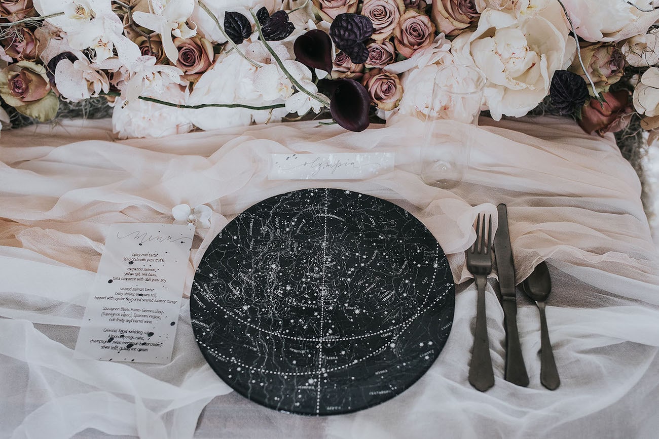 Astronomy Theme Wedding Table Decor | Credit: Cornelia Lietz