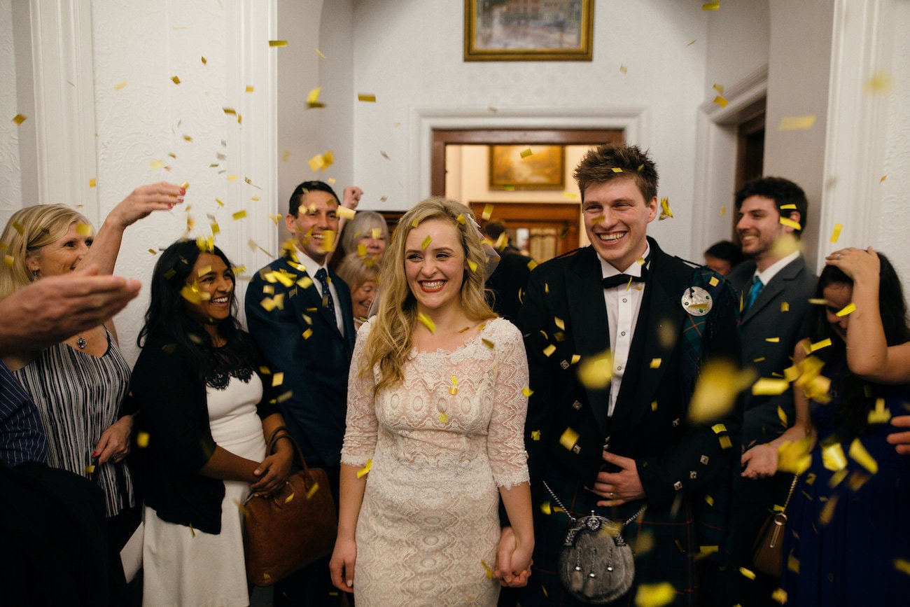 Gold Ribbon Confetti | Vintage Chic City Wedding at the Cape Town Club | Credit: Duane Smith