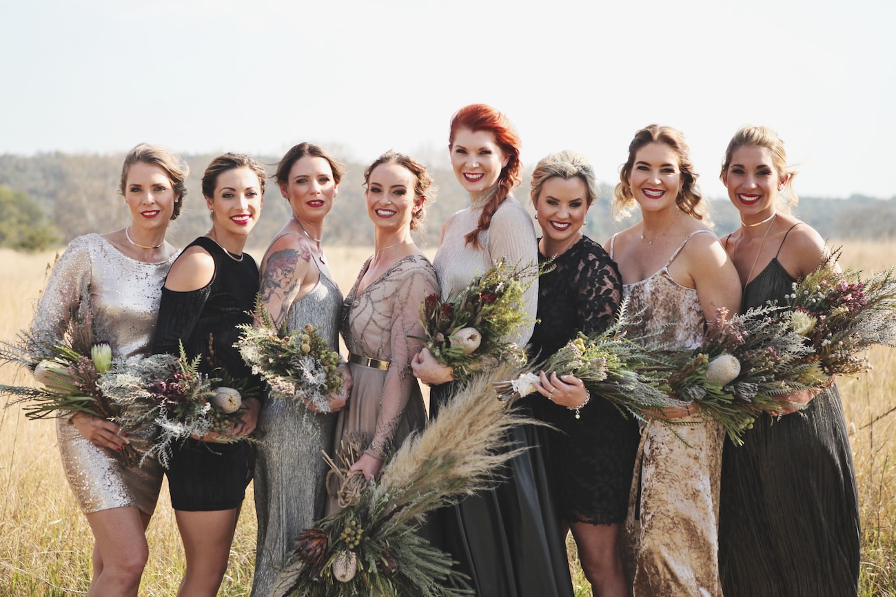 Mismatched Boho Bridesmaids | Credit: Carmen Roberts