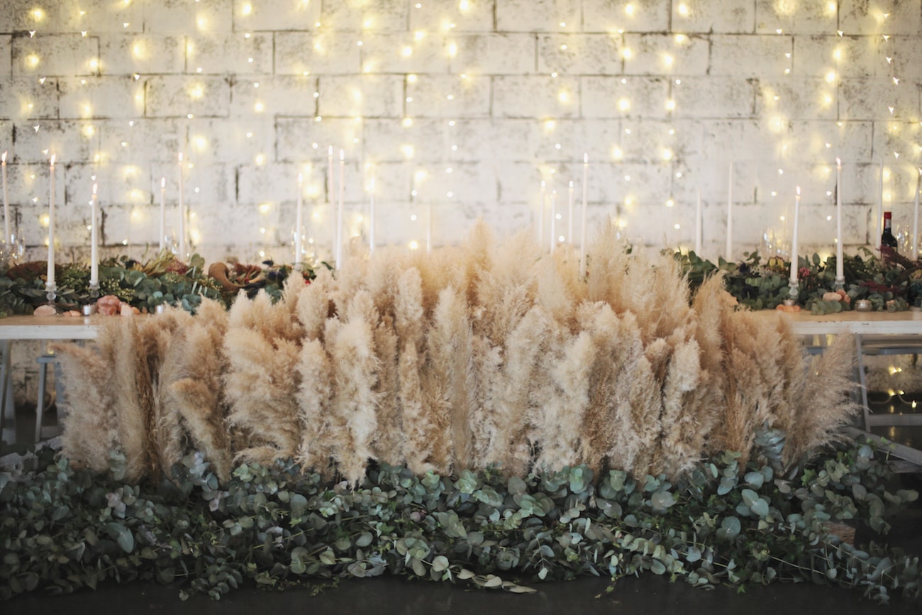 Pampas Grass Wedding Table Installation | Credit: Carmen Roberts (32)