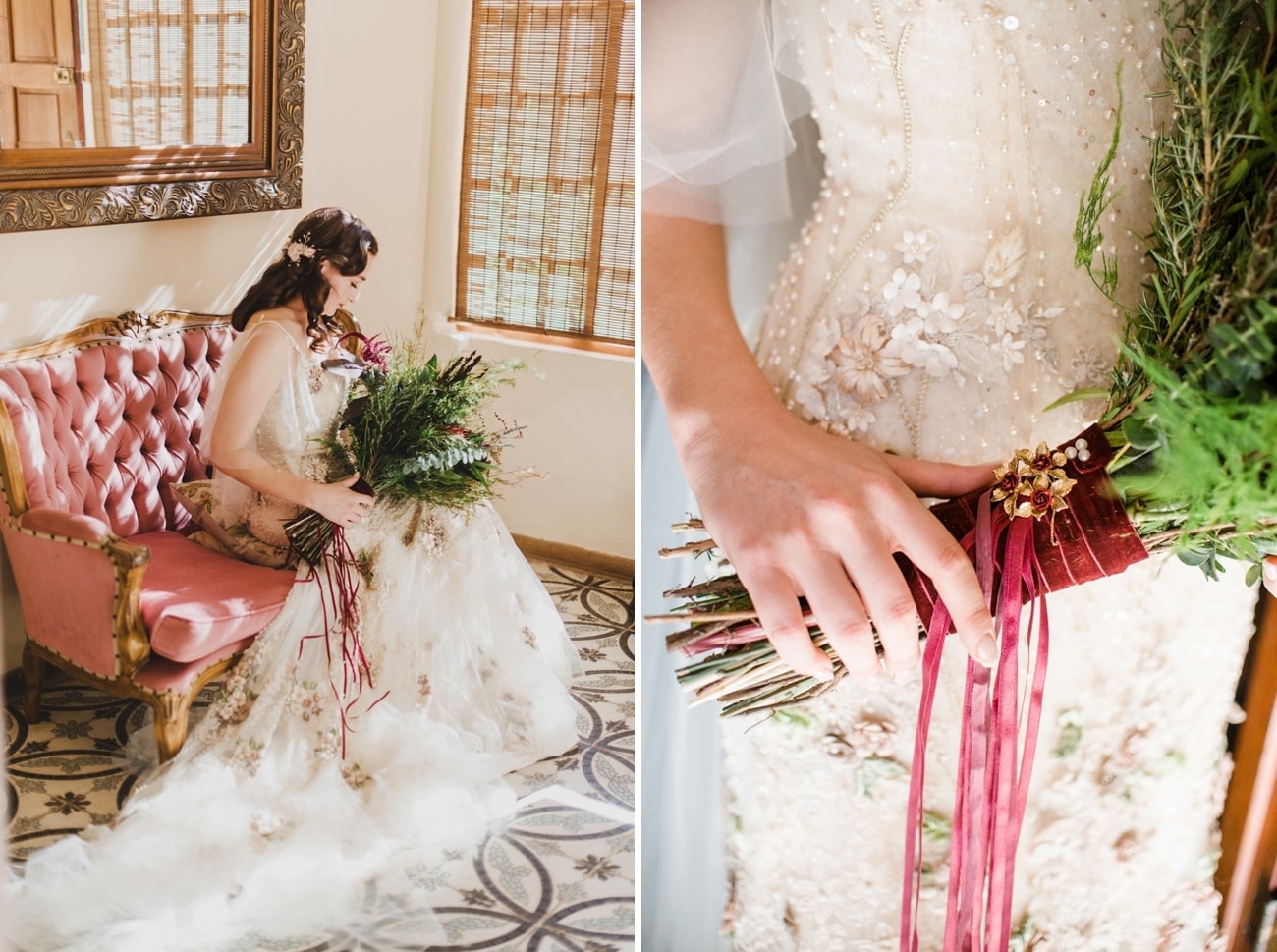 Herb Bouquet with Velvet Ribbon Tie | Image: Roxanne Davison