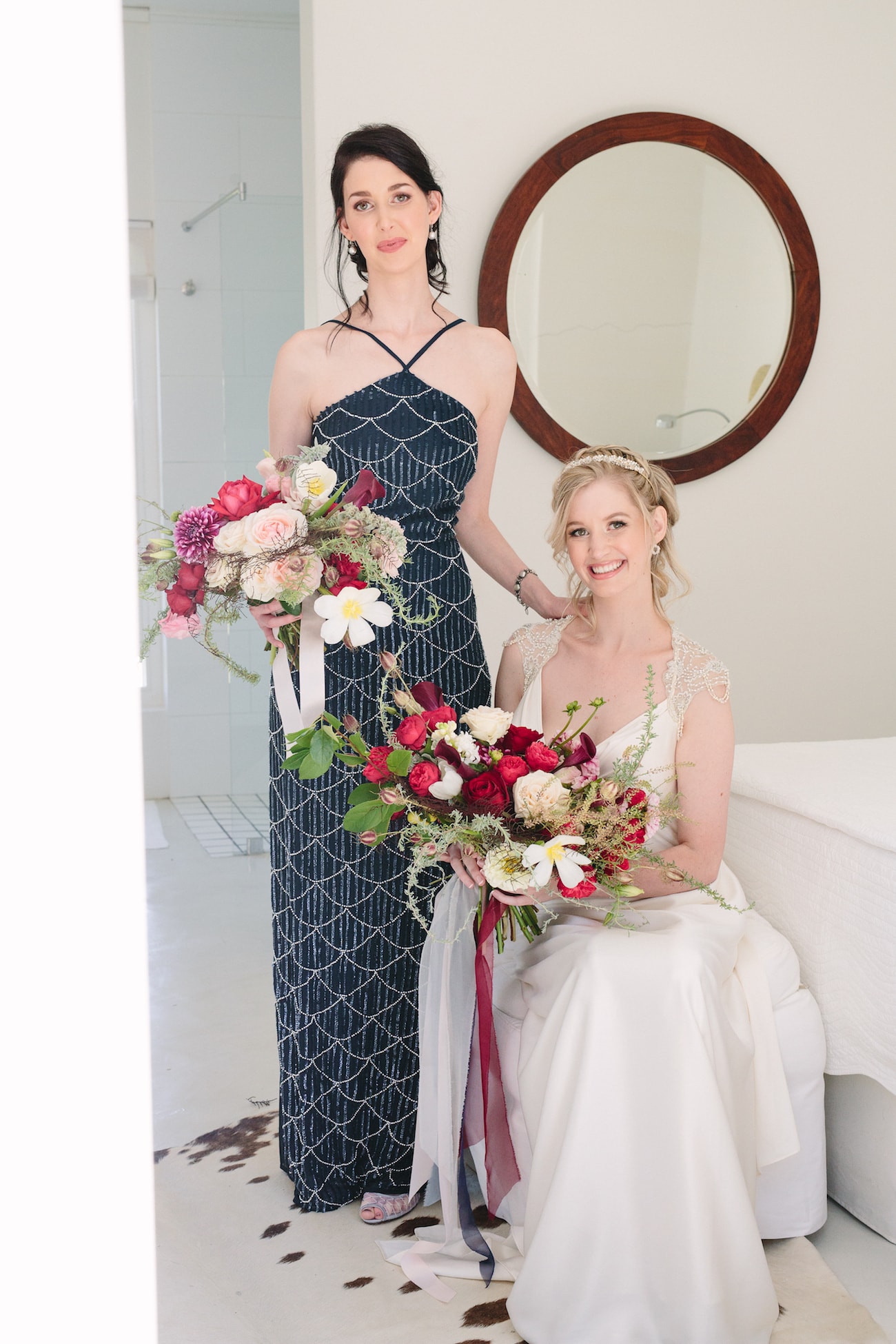 Bridesmaid in Navy Sequin Dress | Image: Tasha Seccombe