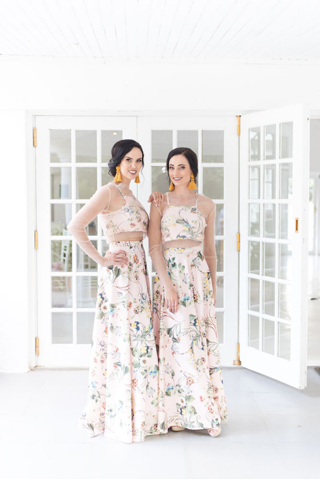 Floral Crop Top Bridesmaid Dresses | Image: Cara Faye Weddings