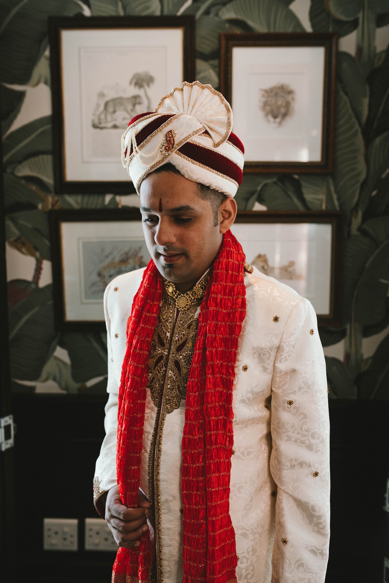 Groom in Traditional Achkan & Safa | Image: Claire Thomson