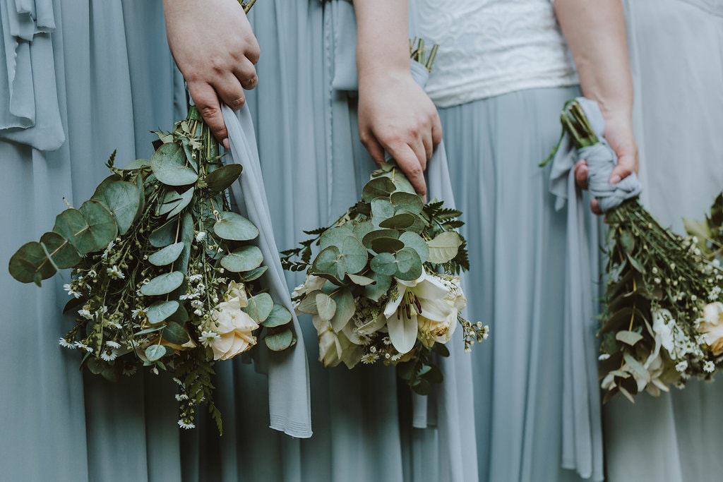 Bridesmaid Separates & Greenery Bouquets | Image: Jessica J Photography