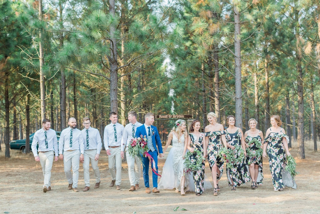 Forest Wedding Bridal Party | Image: Grace Studios